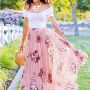 Floral Pink Maxi Skirt